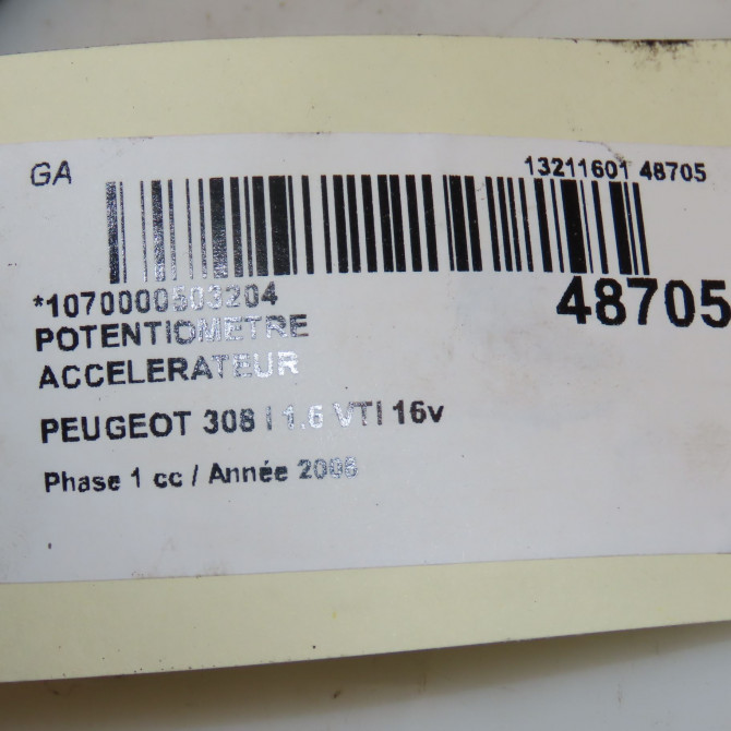 Potentiometre accelerateur occasion PEUGEOT 308 I Phase 1 09-2007->03-2011 1.6 VTI 16v 120ch 4
