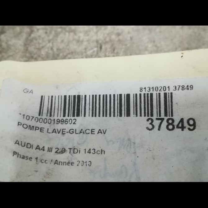 Pompe lave-glace avant occasion AUDI A4 III Phase 1 01-2008->10-2011 2.0 TDi 143ch 1K5955651 3