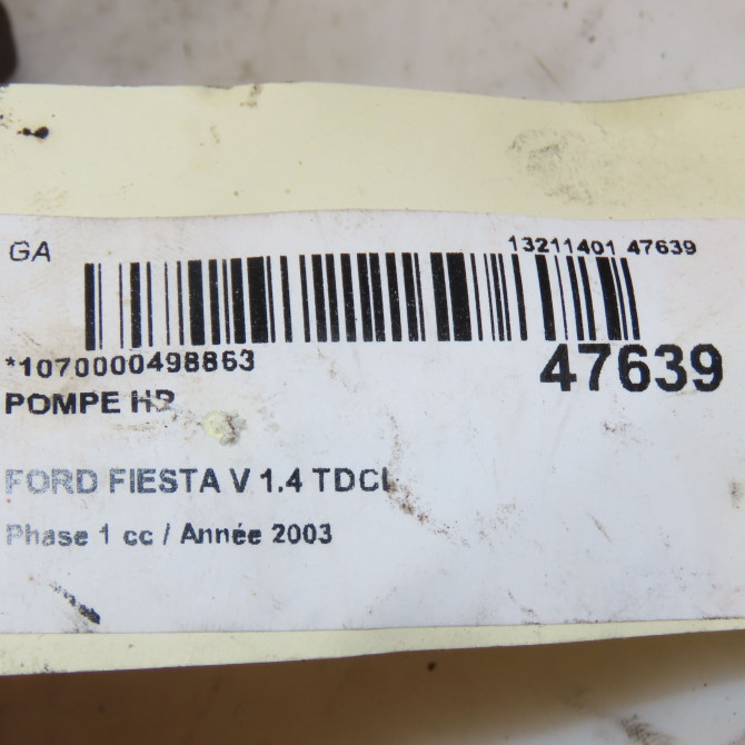 Pompe hp occasion FORD FIESTA V Phase 1 09-2002->10-2005 1.4 TDCI 4