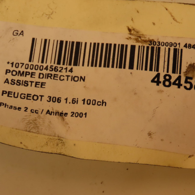 Pompe direction assistee occasion PEUGEOT 306 Phase 2 04-1997->03-2002 1.6i 100ch 4007AJ 4