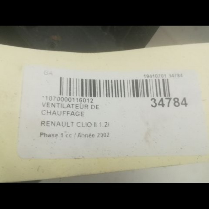 Ventilateur de chauffage occasion RENAULT CLIO II Phase 1 03-1998->06-2001 1.2i 7701050899 3