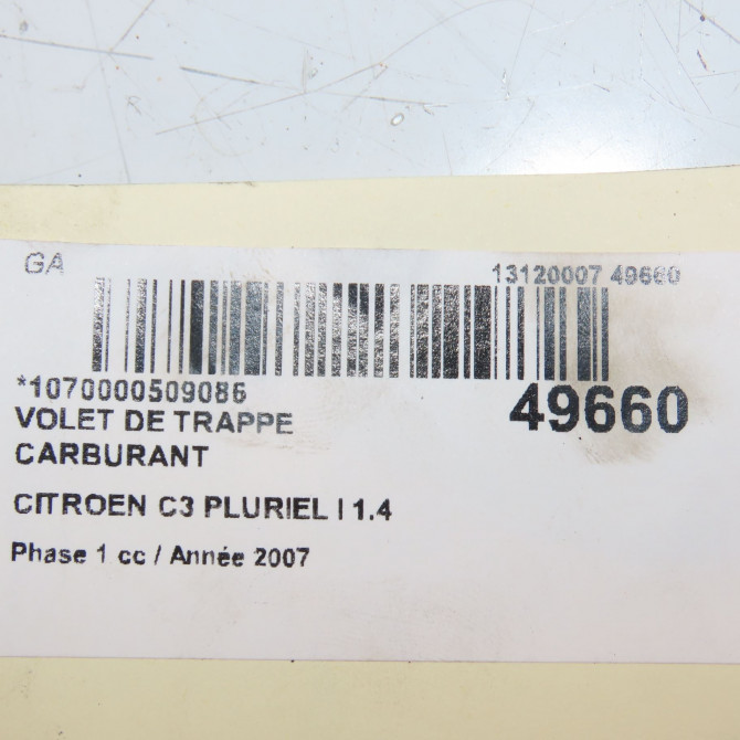 Volet de trappe carburant occasion CITROEN C3 PLURIEL I Phase 1 04-2003->09-2008 1.4 HDi 1517A2 4