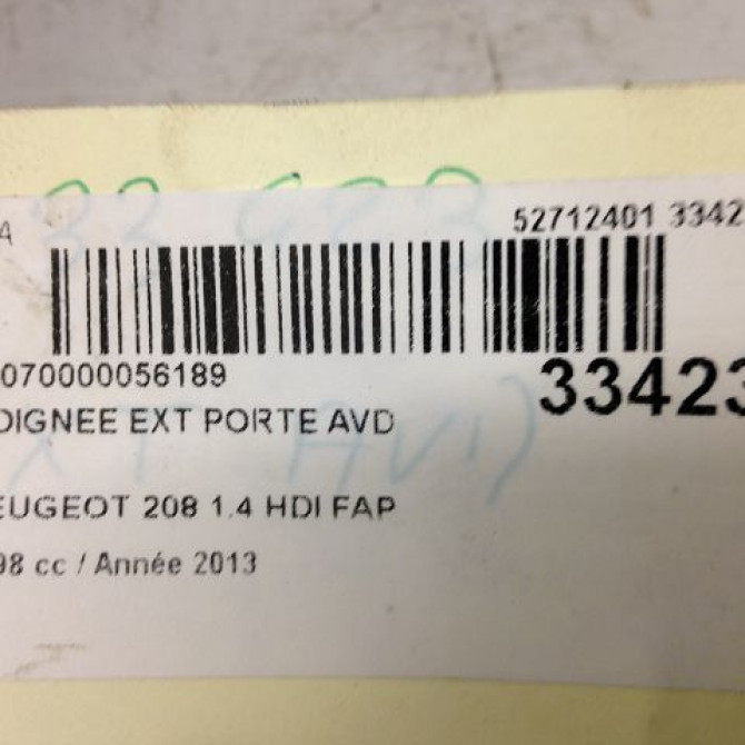 Poignee ext porte avd occasion PEUGEOT 208 208 Phase 1 2012-03-01->2015-09-30 1.4 HDI 68ch 9101GH 3