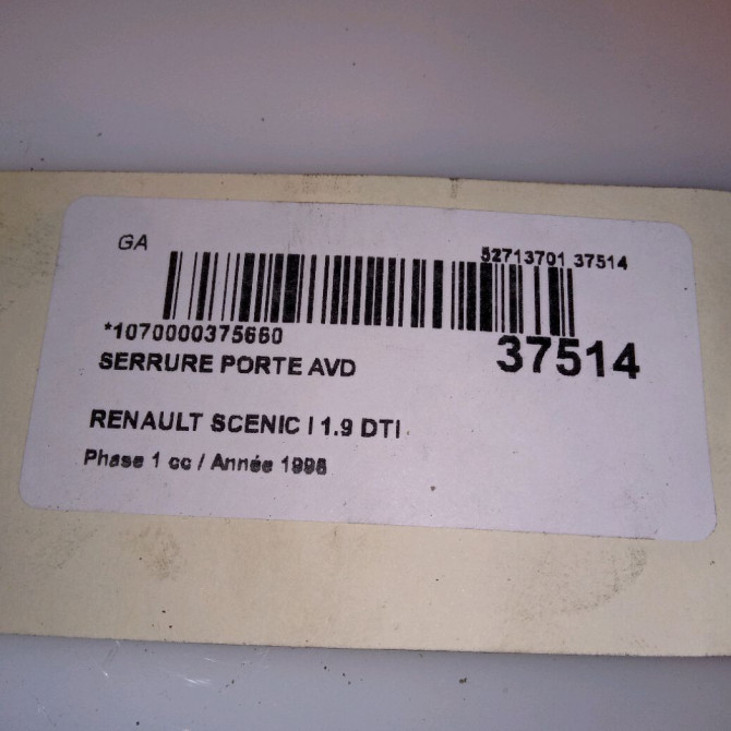 Serrure porte avd occasion RENAULT SCENIC I Phase 1 09-1996->08-1999 1.9 DTI 100ch 7701469181 5