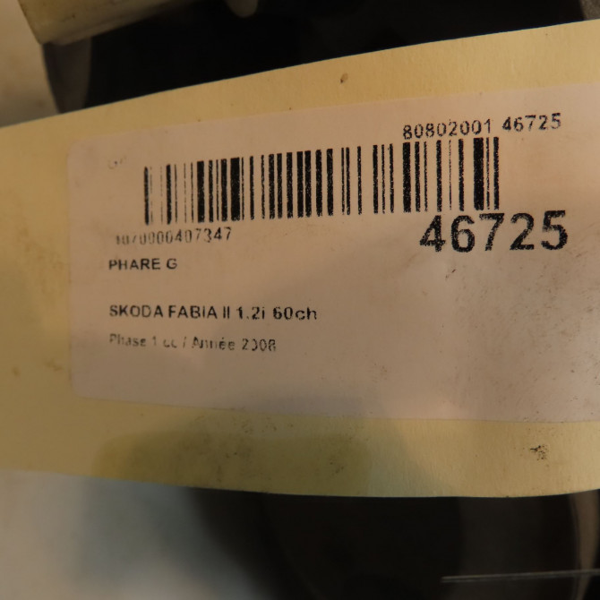 Phare gauche occasion SKODA FABIA II Phase 1 05-2007->03-2010 1.2i 60ch 5J1941017A 4