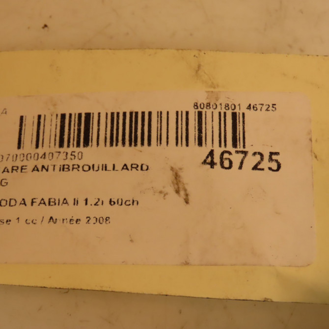 Phare antibrouillard avant gauche occasion SKODA FABIA II Phase 1 05-2007->03-2010 1.2i 60ch 7H0941699C 4