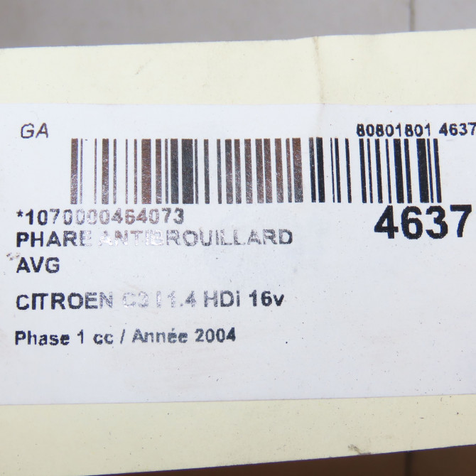 Phare antibrouillard avant gauche occasion CITROEN C3 I Phase 1 04-2002->10-2005 1.4 HDi 16v 3