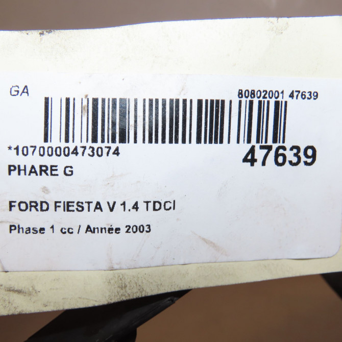 Phare gauche occasion FORD FIESTA V Phase 1 09-2002->10-2005 1.4 TDCI 4