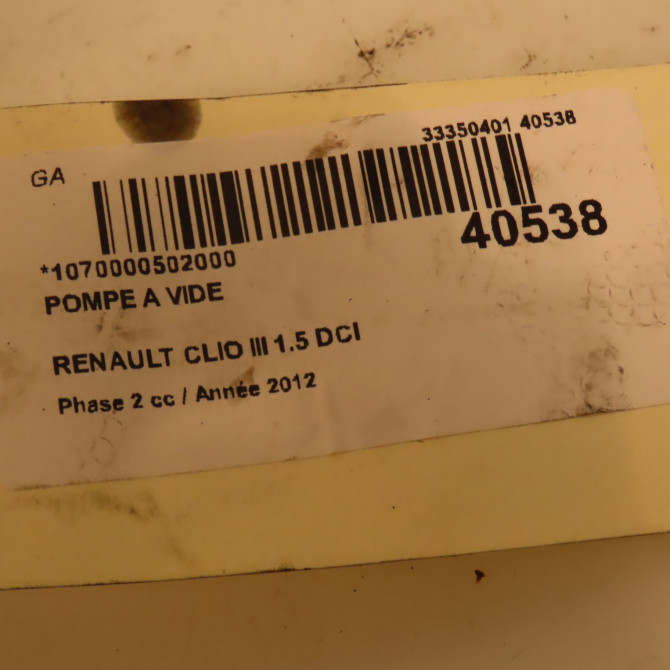 Pompe a vide occasion RENAULT CLIO III Phase 2 03-2009->12-2014 1.5 DCI 75ch 4