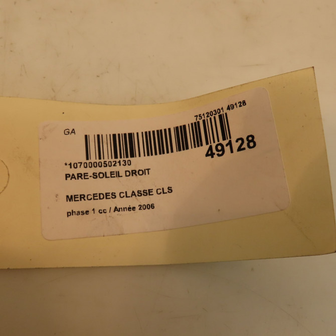 Pare-soleil droit occasion MERCEDES CLASSE CLS Phase 1 04-1995->04-1999 320 CDI 224ch 4
