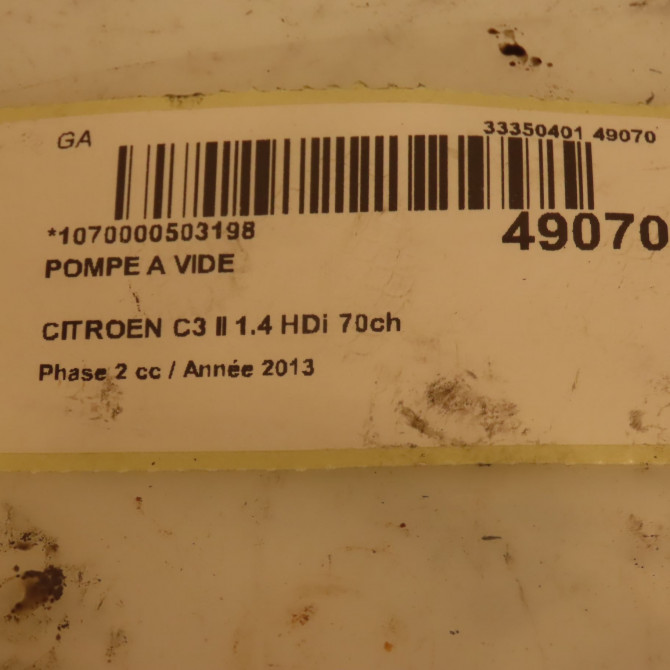 Pompe a vide occasion CITROEN C3 II Phase 2 03-2013->12-2016 1.4 HDi 70ch 4