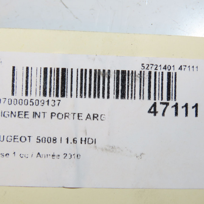 Poignee int porte arg occasion PEUGEOT 5008 I Phase 1 11-2009->12-2013 1.6 HDI 110ch 9143T1 4