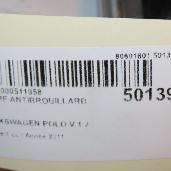 Phare antibrouillard avant gauche occasion VOLKSWAGEN POLO V POLO V Phase 1 2009-09-01->2014-05-31 1.2 70ch 4