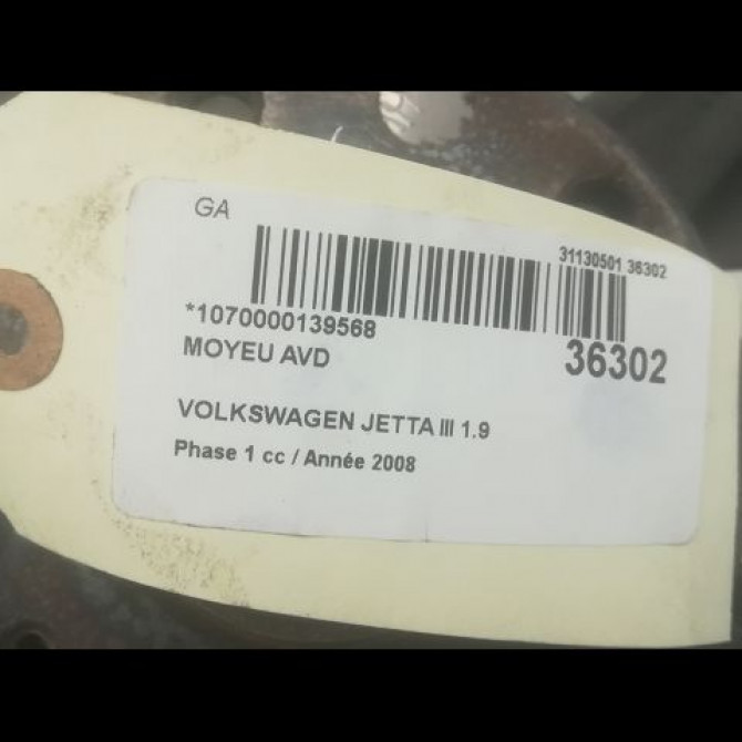 Moyeu avd occasion VOLKSWAGEN JETTA III Phase 1 09-2005->12-2010 1.9 TDI 105ch 5K0498621 3