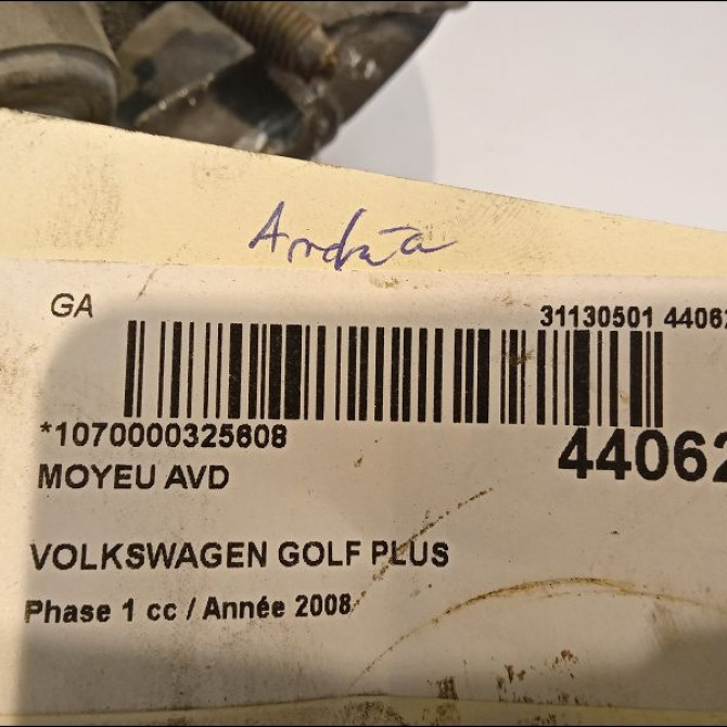 Moyeu avd occasion VOLKSWAGEN GOLF PLUS Phase 1 03-2005->03-2009 1.9 TDI 105ch 5K0498621 3
