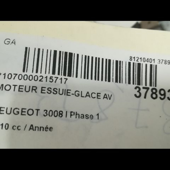Moteur essuie-glace avant occasion PEUGEOT 3008 I Phase 1 04-2009->12-2013 3