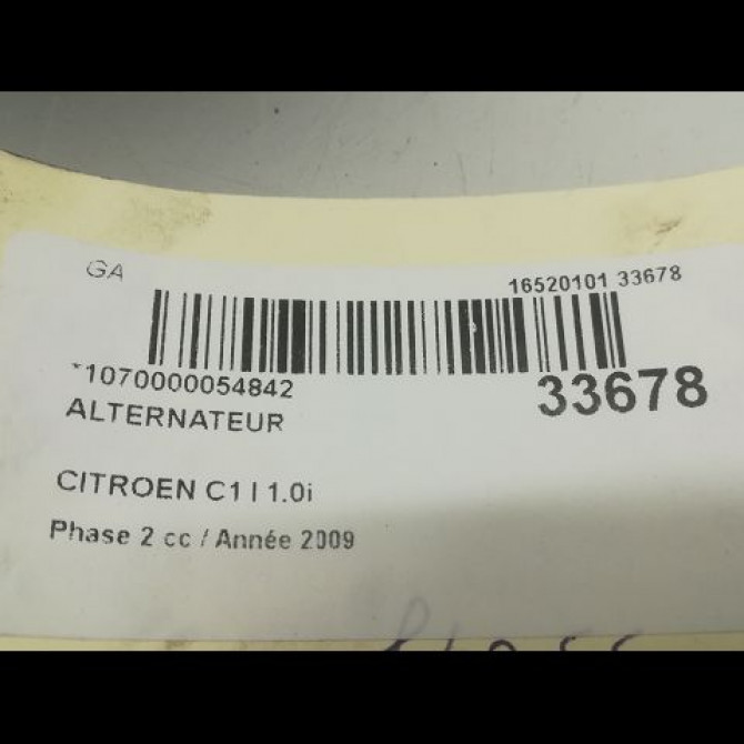 Alternateur occasion CITROEN C1 I Phase 2 11-2008->01-2012 1.0i 5705NN 5