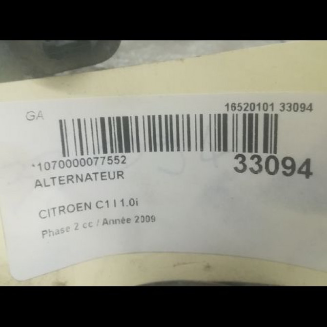 Alternateur occasion CITROEN C1 I Phase 2 11-2008->01-2012 1.0i 5705NN 5