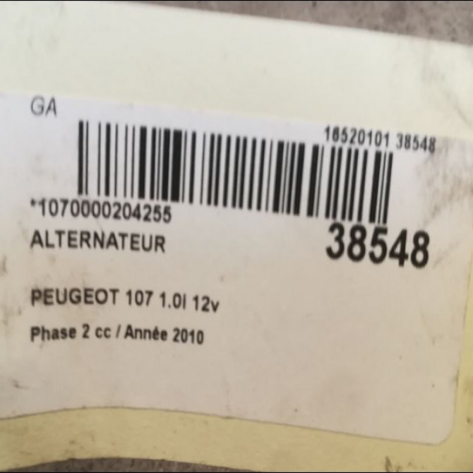 Alternateur occasion PEUGEOT 107 Phase 2 01-2009->01-2012 1.0i 12v 5705NN 3