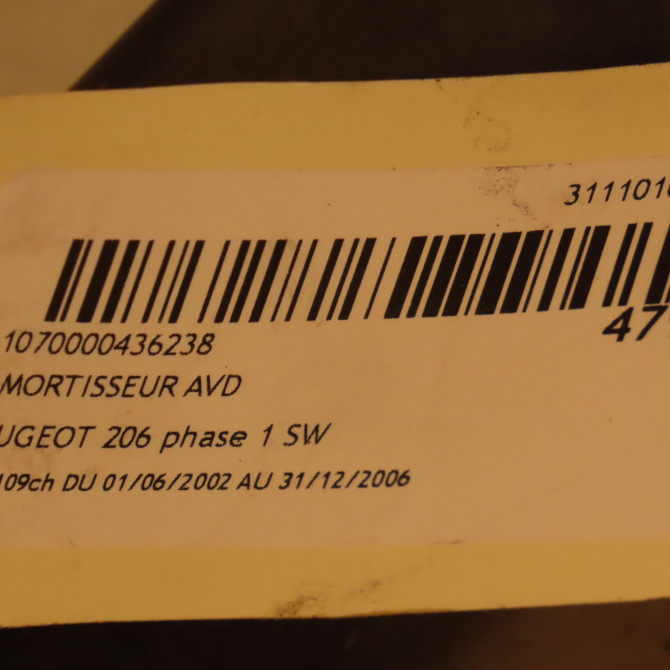 Amortisseur avant droit occasion PEUGEOT 206 206 phase 1 SW 2002-06-01->2006-12-31 1.6i 109ch 5202NL 4