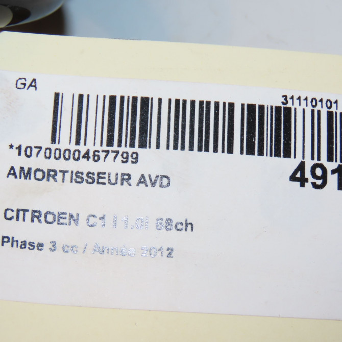 Amortisseur avant droit occasion CITROEN C1 I Phase 3 01-2012->08-2014 1.0i 68ch B000674380 4