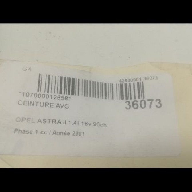 Ceinture avant gauche occasion OPEL ASTRA II Phase 1 04-1998->09-2004 1.4i 16v 90ch 24461876 4