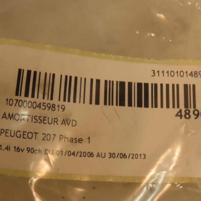 Amortisseur avant droit occasion PEUGEOT 207 Phase 1 04-2006->06-2013 1.4i 16v 90ch 5202VJ 3