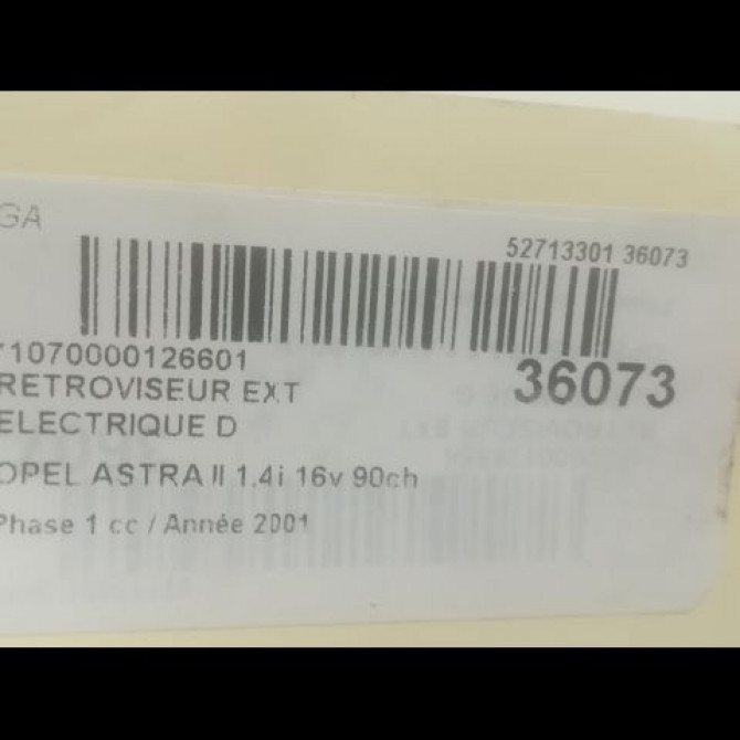 Retroviseur exterieur electrique droit occasion OPEL ASTRA II Phase 1 04-1998->09-2004 1.4i 16v 90ch 9142142 3