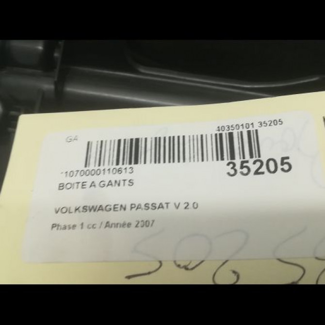 Boite à gants occasion VOLKSWAGEN PASSAT V Phase 1 03-2005->10-2010 2.0 TDI 140ch 3C1857114E9B9 3