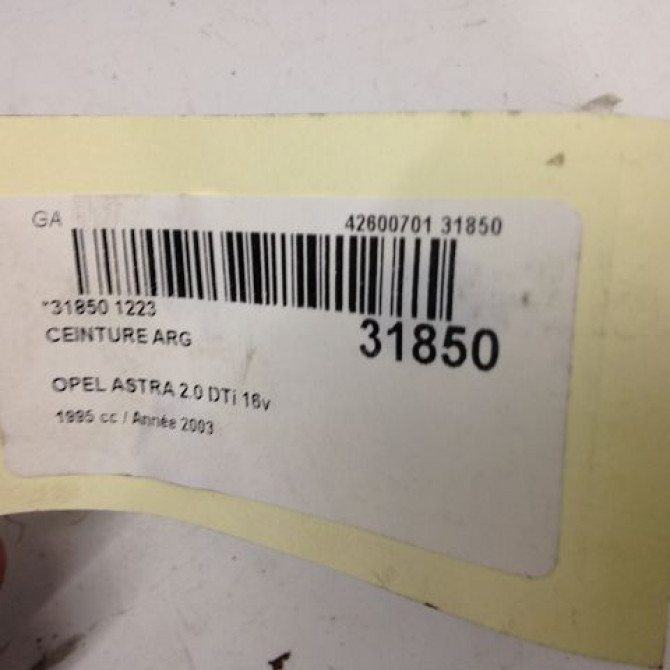 Ceinture arrière gauche occasion OPEL ASTRA II Phase 1 04-1998->09-2004 2.0 DTI 16v 90560641 3