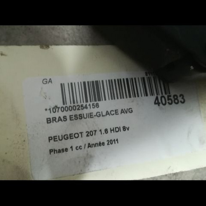 Bras essuie-glace avant gauche occasion PEUGEOT 207 Phase 1 04-2006->06-2013 1.6 HDI 8v 92ch 6429AL 2