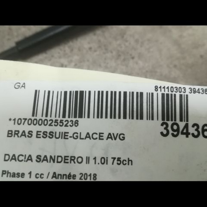 Bras essuie-glace avant gauche occasion DACIA SANDERO II Phase 1 10-2012->... 1.0i 75ch 288817528R 2