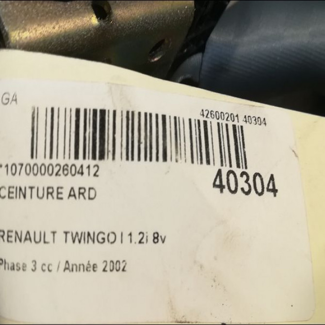 Ceinture arrière droite occasion RENAULT TWINGO I Phase 3 08-2000->06-2007 1.2i 8v 60ch 8200703374 4