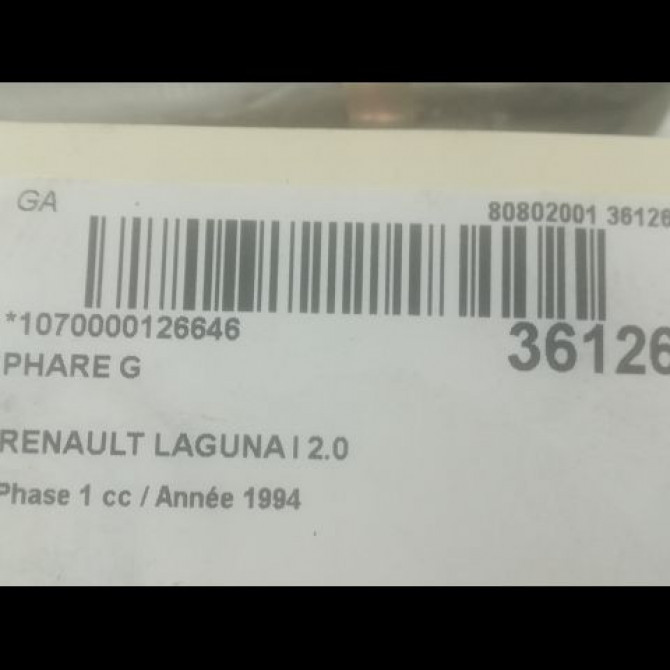 Phare gauche occasion RENAULT LAGUNA I Phase 1 01-1994->04-1998 2.0 7701038263 3