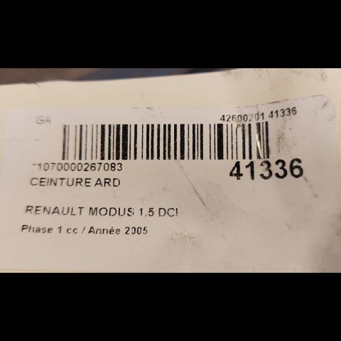 Ceinture arrière droite occasion RENAULT MODUS Phase 1 09-2004->12-2007 1.5 DCI 80ch 4