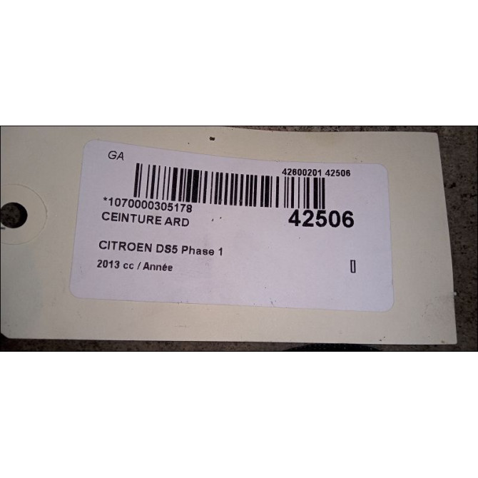 Ceinture arrière droite occasion CITROEN DS5 Phase 1 06-2011->... 98000632XX 3