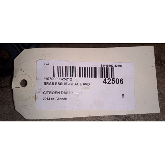 Bras essuie-glace avant droit occasion CITROEN DS5 Phase 1 06-2011->... 1607219780 2