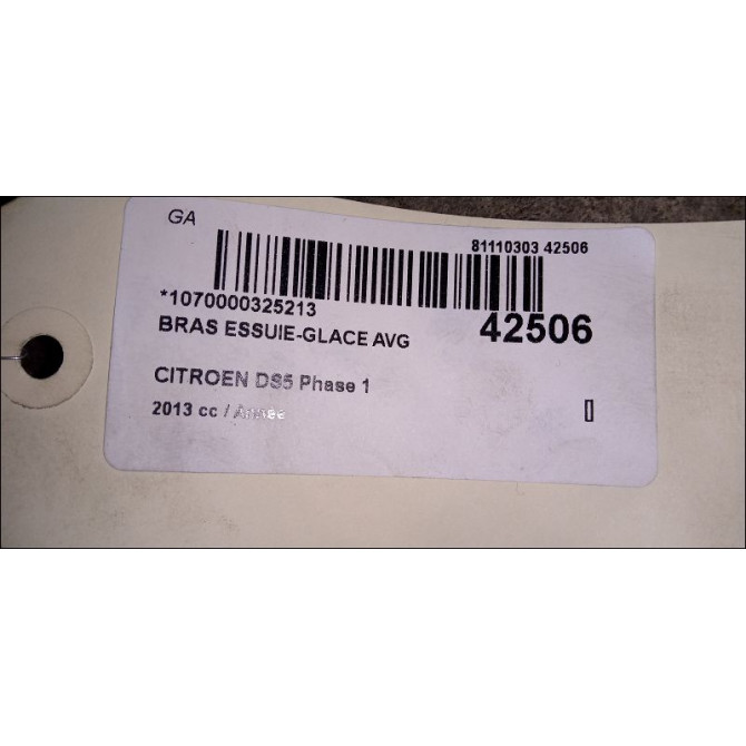 Bras essuie-glace avant gauche occasion CITROEN DS5 Phase 1 06-2011->... 1607219780 2