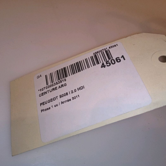 Ceinture arrière gauche occasion PEUGEOT 5008 I Phase 1 11-2009->12-2013 2.0 HDI 150ch 8975SH 3