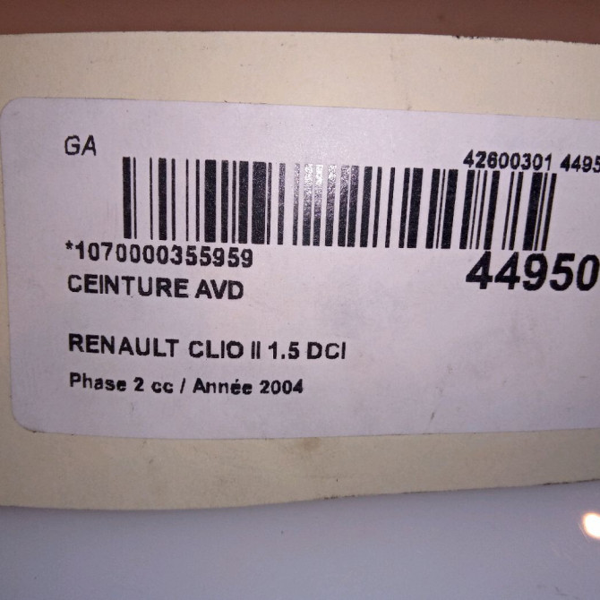 Ceinture avant droite occasion RENAULT CLIO II Phase 2 06-2001->07-2006 1.5 DCI 65ch 8200081642 4