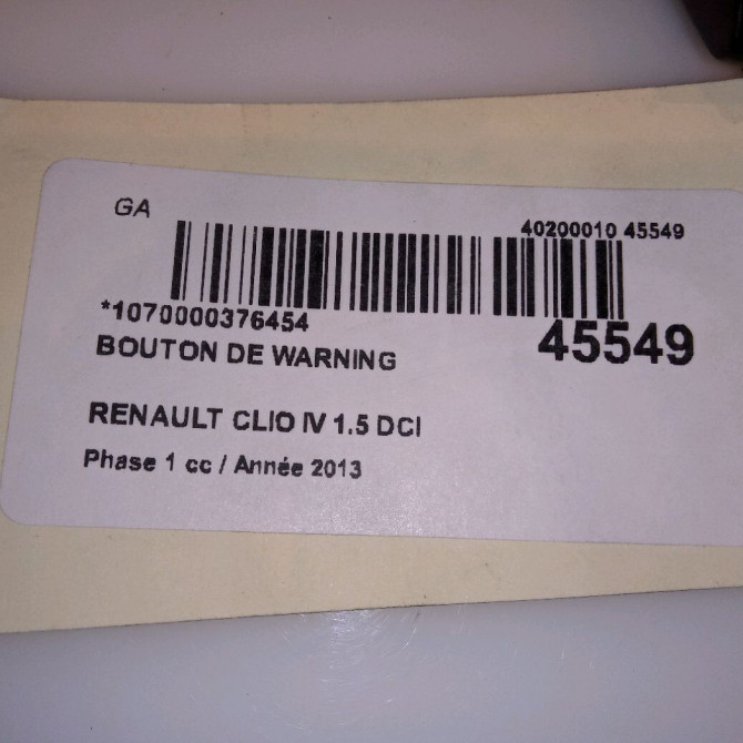 Bouton de warning occasion RENAULT CLIO IV Phase 1 07-2012->... 1.5 DCI 90ch 252907372R 4
