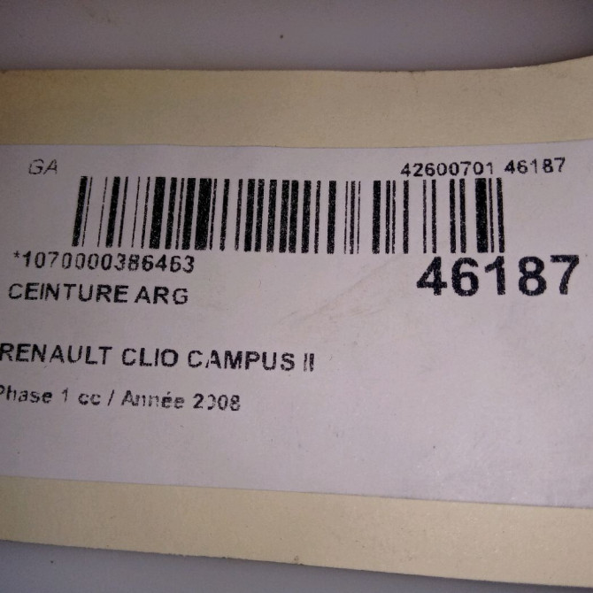 Ceinture arrière gauche occasion RENAULT CLIO CAMPUS II Phase 1 07-2006->07-2009 1.5 DCI 65ch 8200281410 4