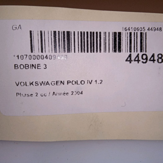 occasion VOLKSWAGEN POLO IV Phase 2 05-2005->09-2009 1.2 65ch 36905715H 5