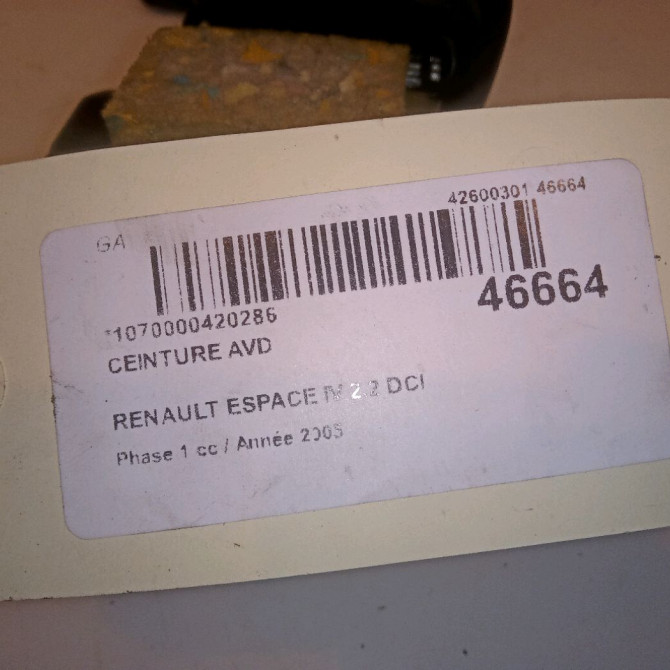 Ceinture avant droite occasion RENAULT ESPACE IV Phase 1 09-2002->03-2006 2.2 DCI 8200687503 4