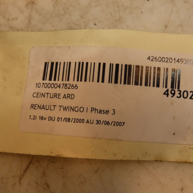 Ceinture arrière droite occasion RENAULT TWINGO I Phase 3 08-2000->06-2007 1.2i 16v 8200390388 2