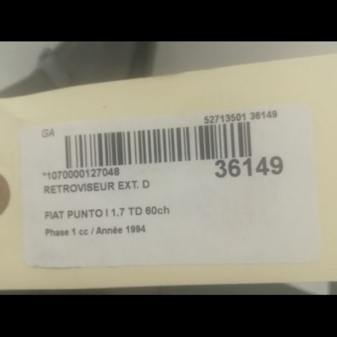 Retroviseur exterieur manuel droit occasion FIAT PUNTO I Phase 1 11-1993->10-1999 1.7 TD 60ch 71712587 3