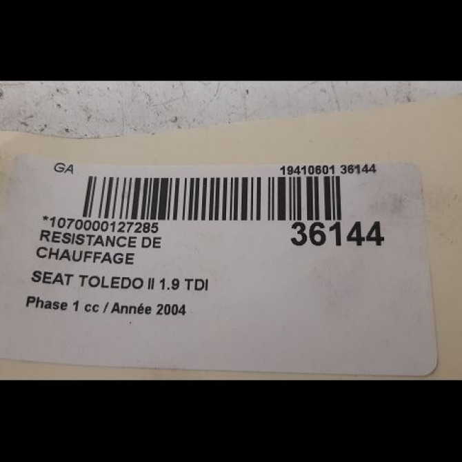 Resistance de chauffage occasion SEAT TOLEDO II Phase 1 04-1998->09-2004 1.9 TDI 130ch 3