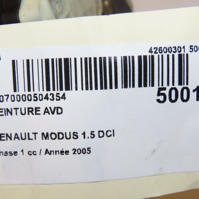 Ceinture avant droite occasion RENAULT MODUS Phase 1 09-2004->12-2007 1.5 DCI 65ch 8200138366 3