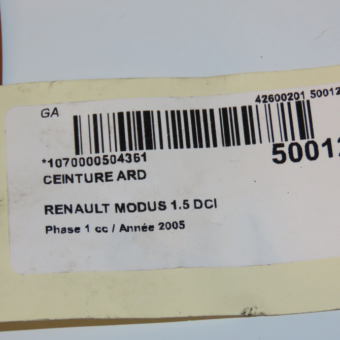Ceinture arrière droite occasion RENAULT MODUS Phase 1 09-2004->12-2007 1.5 DCI 65ch 3