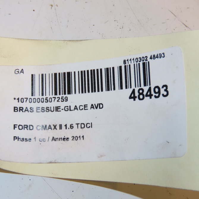 Bras essuie-glace avant droit occasion FORD CMAX II Phase 1 09-2010->09-2015 1.6 TDCI 115ch 1899697 4